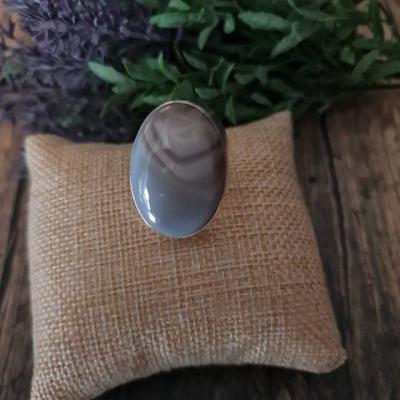 Agate naturelle bague pierre argent 1