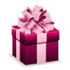 Cadeau rose avec ruban rose