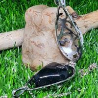 Collier goutte metal argente 2