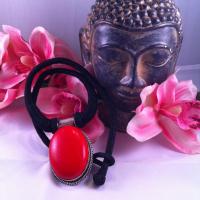 Jaspe rouge collier cordon 1a