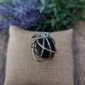 Obsidienne noire bague cage
