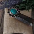 Turquoise grenat bague pierre argent